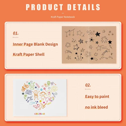Miniatura 5 de Sherr Paquete de 200 cuadernos pequeños de estraza tamaño A6 en blanco sin forro, mini cuadernos de papel kraft, mini cuadernos de bocetos