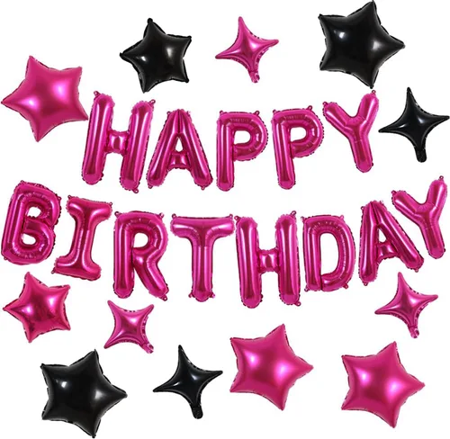 Miniatura 44 de TONIFUL Pancarta de Globos Negros de Feliz Cumpleaños de 16 Pulgadas con Letras de Papel de Aluminio Mylar, Cartel Banderín Reutilizable