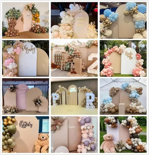 Miniatura 4 de Telón de fondo de arco beige champán, fundas de pared arqueadas de fondo elástico para fotografía de animales, decoración de fiesta de animales