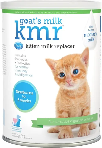 PetAg Goat's Milk KMR - Polvo de reemplazo de leche para gatitos, 12 onzas, fórmula en polvo para gatitos con prebióticos, probióticos y vitaminas