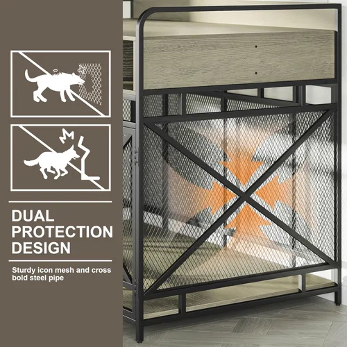 Miniatura 3 de Fulhope Muebles de Jaula para Perros, Mesa Auxiliar de Jaula para Perros de Madera Resistente de 48", Muebles de Perrera XL para Razas Grandes