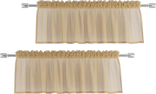 Miniatura 17 de Cenefas traslúcidas beige de 18 pulgadas, cortinas para ventana de sala de estar, dormitorio, cocina, mini paneles de cortina cortos pequeños