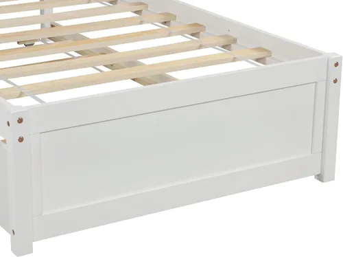 Miniatura 7 de P PURLOVE Cama de plataforma de madera maciza tamaño individual con marco de cama nido de madera con cabecero para niños, adolescentes Blanco