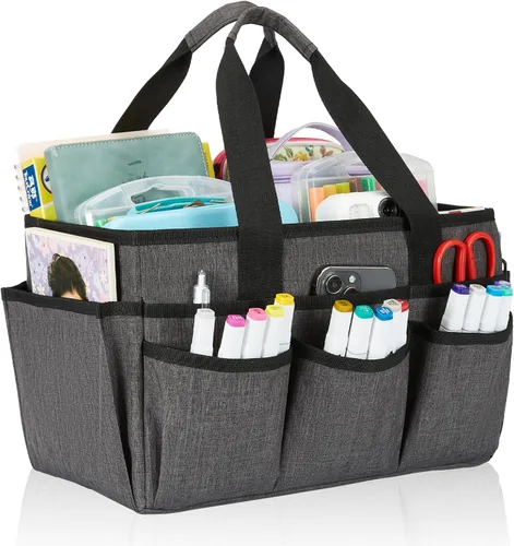 Miniatura 10 de Bolsa Tote para Manualidades, Organizador de Arte, Caddy de Suministros de Limpieza, Bolsa de Transporte con Asa para Múltiples Propósitos, Caddy