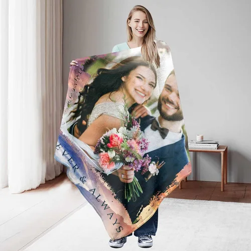 Miniatura 4 de D-Story Manta con fotos personalizada fabricada en Estados Unidos, regalo de foto conmemorativa personalizada para parejas, acogedora y cálida