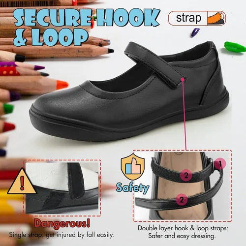 Miniatura 4 de Tobfis Zapatos planos Mary Jane para niña, ligeros, de uniforme escolar, color negro, zapatos de vestir (niñoniño pequeñoniño grandejuvenil)