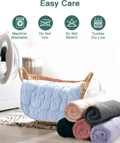 Miniatura 7 de Lofus Manta con peso de 7 libras para adultos, transpirable y calmante manta con peso pequeña para viajes, relajación y siestas, lavable a máquina