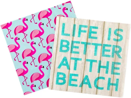 Miniatura 2 de Servilletas de papel de 13 pulgadas, 20 servilletas impresas con diseño de playa, 3 capas, bordes texturizados, servilletas decoradas de papel