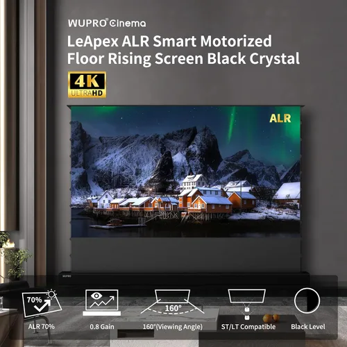 Miniatura 3 de LeApex - Pantalla de proyección retráctil eléctrica de cristal negro ALR de 110 pulgadas, pantalla inteligente 3D activa para proyectores