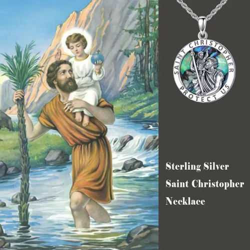 Miniatura 21 de CEKAMA - Collar de plata de ley 925 con dije de amuleto para hombres y mujeres, con cadena de 0.098 in, 22 pulgadas + 2 pulgadas