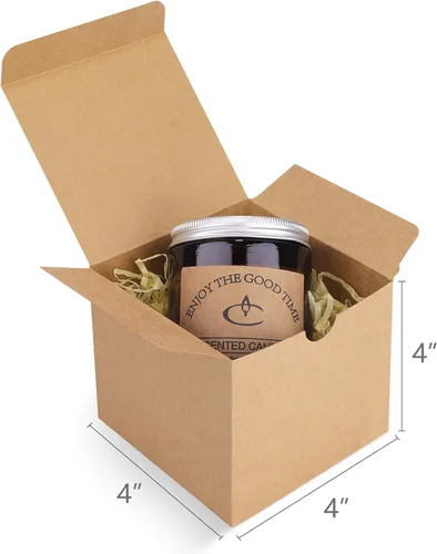 Miniatura 2 de Eupako Cajas de regalo de 4 x 4 x 4 pulgadas, paquete de 25 cajas de papel kraft marrón con tapas, cajas de regalo para damas de honor