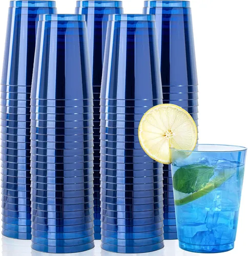 Miniatura 11 de DaYammi Paquete de 200 vasos de plástico dorados de 10 onzas, vasos de vino desechables con borde dorado, vasos de vino desechables de lujo, vasos