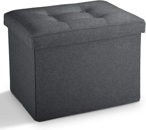 Miniatura 11 de LINMAGCO Taburete otomano plegable de almacenamiento, reposapiés de terciopelo con acolchado moderno otomano con almacenamiento para sala de estar