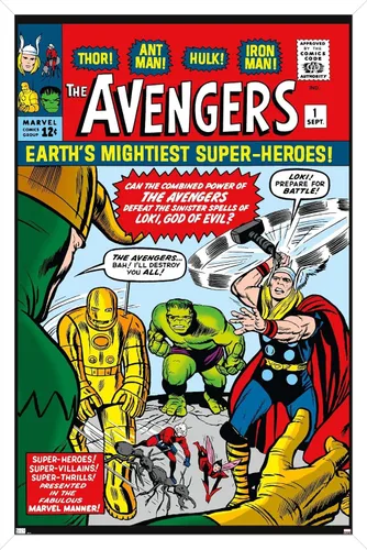 Miniatura 13 de Trends International Marvel Comics Avengers #1 - Póster de pared, 34 pulgadas de largo x 22.4 pulgadas, versión enmarcada en madera de granero