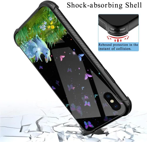 Miniatura 2 de Funda para iPhone Xs Max, diseños de girasol, estrella, cielo, cubierta trasera de cristal templado antiarañazos, esquinas reforzadas, carcasa