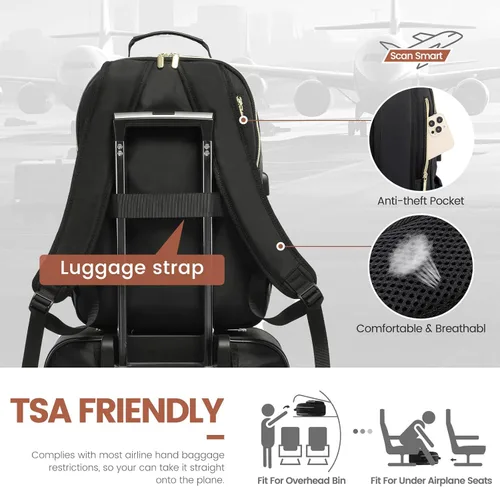 Miniatura 6 de LOVEVOOK Mochila para laptop de 17.3 pulgadas para mujer, bonita mochila de viaje para mujer, bolsa de computadora profesional, impermeable