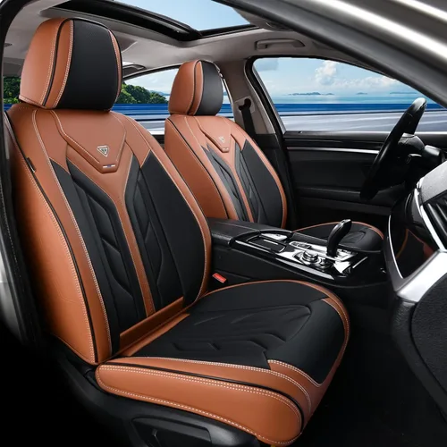 Miniatura 46 de Coverado Fundas de Asiento Delantero para Automóvil, 2 Piezas Fundas de Asiento de Cuero para Automóviles, Protector de Asiento de Automóvil Solo