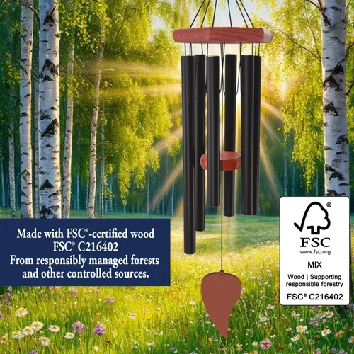 Miniatura 2 de Campanillas de viento para exteriores, campanillas de viento conmemorativas con 6 tubos de metal largos, carillón de viento de condolencia