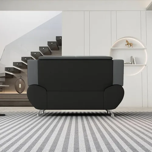 Miniatura 13 de Container Furniture Direct Sofá y sofá biplaza de piel sintética de estilo moderno con reposabrazos extra cómodos, ideal para sala de estar