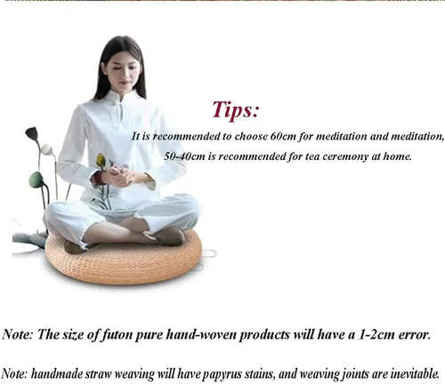Miniatura 8 de Etlegor Pufs y reposapiés, Futón Puf Futón Cojín Taburete Estilo Japonés Tatami Mat Gattail, Hoja de plátano tejida a mano natural y respetuoso