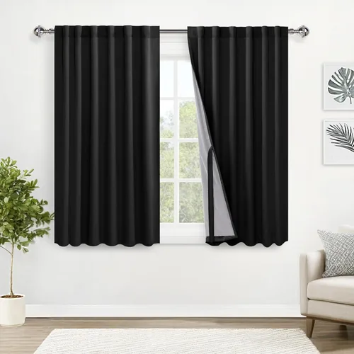 Miniatura 22 de XWZO Cortinas blancas 100% opacas con alzapaños, 2 capas gruesas completamente sombreadas con bolsillo para barra y pestaña trasera, cortinas