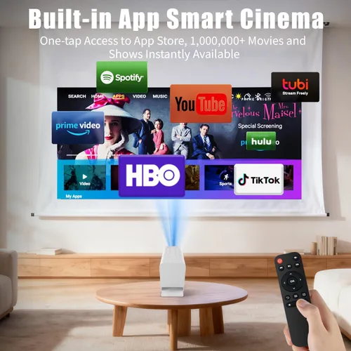 Miniatura 2 de Mini proyector con WiFi y Bluetooth, proyector inteligente compatible con 1080P con aplicaciones integradas, proyector de películas para exteriores