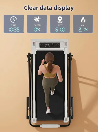 Miniatura 7 de ANCHEER Cinta de correr con inclinación del 12%/15%, almohadilla plegable con barra de asa, capacidad de 320-450 libras debajo del escritorio