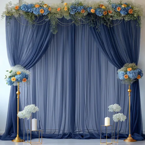 Miniatura 32 de Cortina de telón de fondo de tul azul bebé de 10 x 10 pies para fiestas, cortinas de fondo transparentes para bodas, baby shower, baby shower