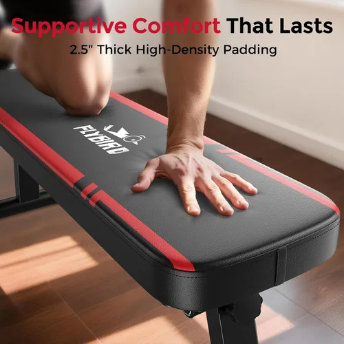 Miniatura 5 de FLYBIRD Foldable Flat Weight Bench for Home Gym, 600/1000 lbs Capacity with Dual Locking for Strength Training, Easy Setup & Storage for Small