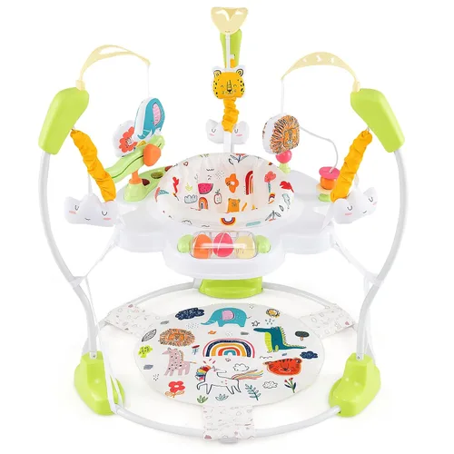 BABY JOY Saltarines y rebotadores para bebés, centro de actividad infantil con música, luces y sonidos, asiento giratorio de 360° y 3 alturas