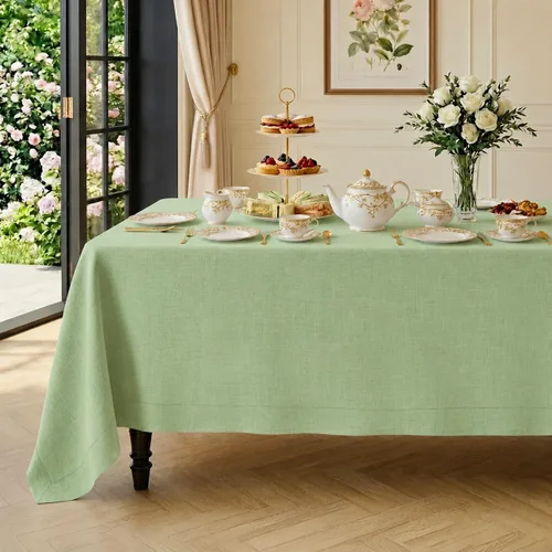 Miniatura 18 de Classic Linen™ by D'Moksha - Mantel rectangular de 54 x 72 pulgadas, 100% lino puro, lavable a máquina para comedor, Día de la Madre, primavera