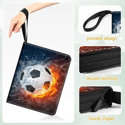 Miniatura 6 de Carpeta de Tarjetas de Fútbol con 900 Bolsillos con 50 Fundas Removibles, Carpeta Portátil para Tarjetas Deportivas de Intercambio, Álbum