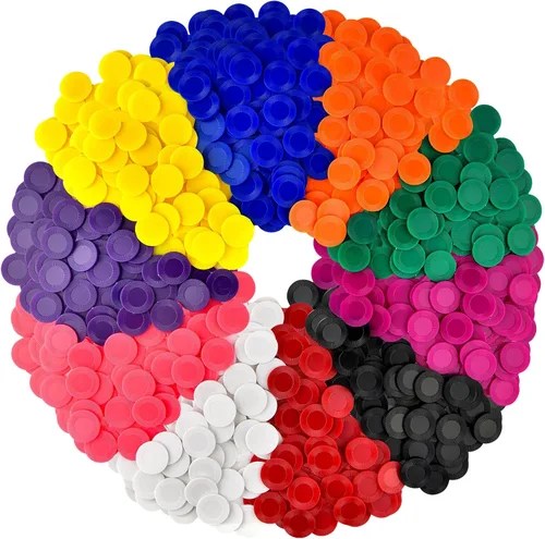 Miniatura 12 de Coopay 1000 fichas de póquer de plástico, fichas de bingo a granel, contadores de aprendizaje a granel, juego de cartas de póquer, marcadores
