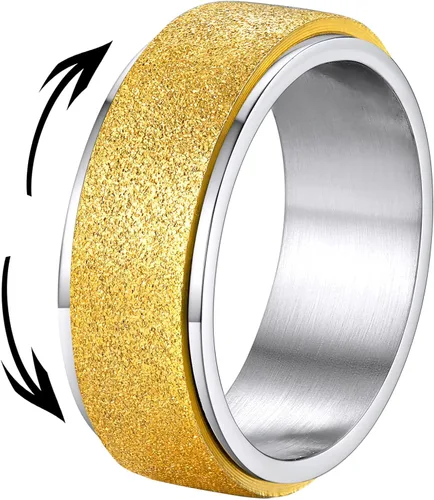 Miniatura 27 de Supcare Anillos antiestrés para mujer de 4/6/0.315 in para la ansiedad, anillo de pulgar con chorro de arena, regalo para mujeres, talla 7-14