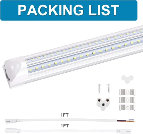 Miniatura 4 de Tubo de luz LED de 8 pies, tubos LED integrados T8, 72 W, 7200 lm, 6000 K, blanco frío, cubierta transparente, luz de tubo en forma de V de doble