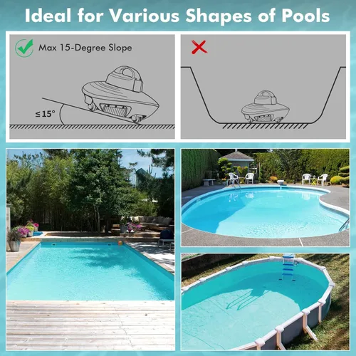 Miniatura 9 de HYDRUS Aspirador robótico inalámbrico para piscina con motor sin escobillas, potente robot de piscina para piscinas sobre el suelo, hasta 90 minutos