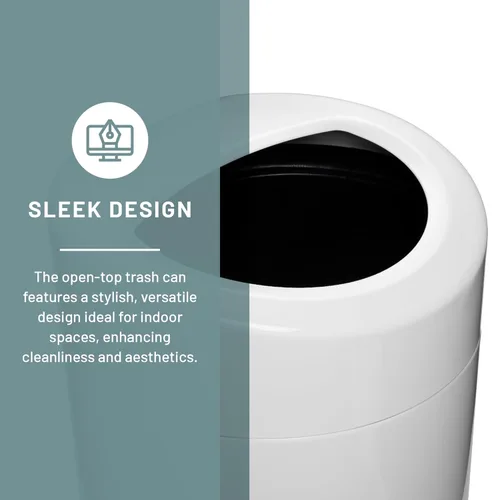 Miniatura 4 de Safco Bote de basura con tapa abierta, 30 galones, de acero inoxidable, moderno, para uso en interiores, color blanco 2-Blanco