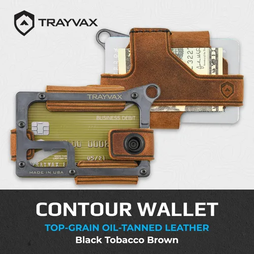 Miniatura 2 de Trayvax Contour Cartera minimalista Armadura táctica Bolsillo frontal de acero RFID, Negro