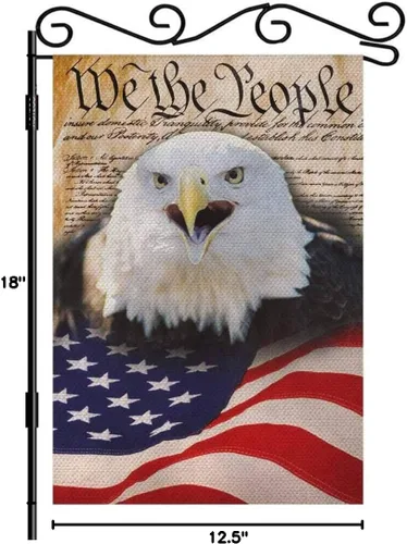 Miniatura 6 de AOYEGO Bandera de la Constitución de América para jardín, 12.5 x 18 pulgadas, poliéster de doble cara con texto en inglés "We the People" con águila