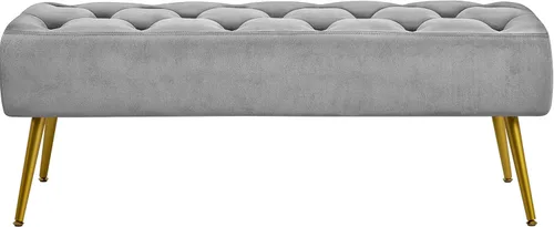 Miniatura 10 de Topeakmart Banco de comedor, banco de comedor con botones para cocina, banco de comedor tapizado, banco de comedor con base de metal dorado