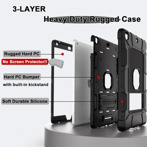 Miniatura 3 de Funda para iPad de 7ª/8ª generación, funda para iPad 10.2, híbrida, resistente, a prueba de golpes, funda de protección contra caídas construida