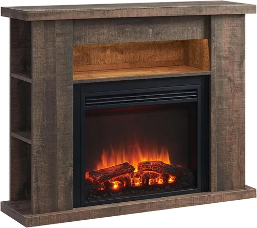 LegendFlame Barron Chimenea eléctrica con estante de almacenamiento de 43 pulgadas, mantel envolvente y inserto de Jaden de 23 pulgadas, roble Roble