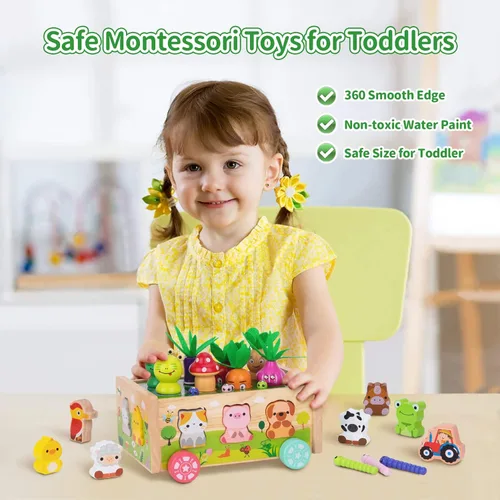 Miniatura 5 de KMTJT Montessori - Juguetes de madera para niños y niñas de 1, 2 y 3 años, juguetes de clasificación de formas, regalos de primer cumpleaños
