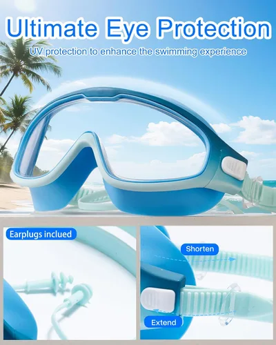 Miniatura 2 de seasprint Swim Goggles for Kids 6-12, Wide View Anti-Fog UV Protection No Leaking,Boys Girls Youth Swimming Goggles