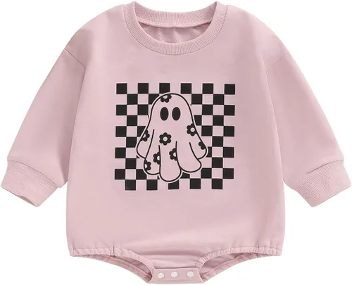 Miniatura 55 de FYBITBO Traje de Halloween para recién nacido, niña y niño, espeluznante temporada, mameluco con burbujas para otoño, Halloween, ropa de bebé