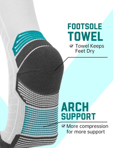 Miniatura 4 de SONORAN Calcetines de compresión para hombres y mujeres (246 pares) 20-30 mmHg de compresión graduada hasta la rodilla para correr, atletismo