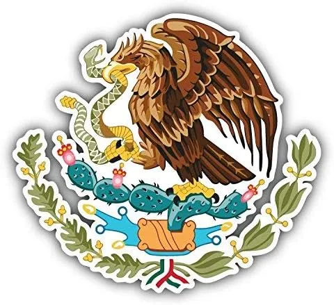 DG Graphics Decoración artística del Escudo de Armas de México, 5 x 5 pulgadas, calcomanía de vinilo para ventana de pared, cualquier superficie lisa