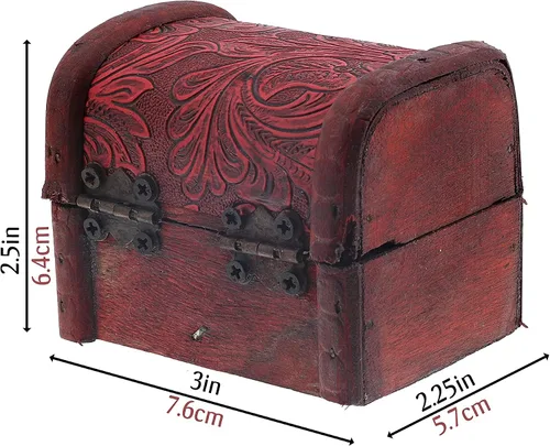 Miniatura 3 de SandT Collection Caja de madera de 3 pulgadas con diseño de cofre del tesoro, remolino