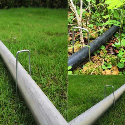 Miniatura 6 de Estacas de jardín, 100 grapas galvanizadas de 6 pulgadas, estacas de jardín, grapas de jardín en forma de U para anclar vallas, tela y césped