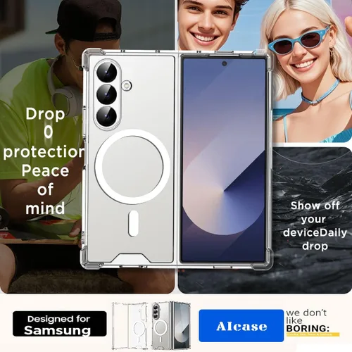 Miniatura 9 de AICase Funda transparente para Samsung Galaxy Z Fold 7, compatible con MagSafe, transparente, protección a prueba de golpes, resistente al